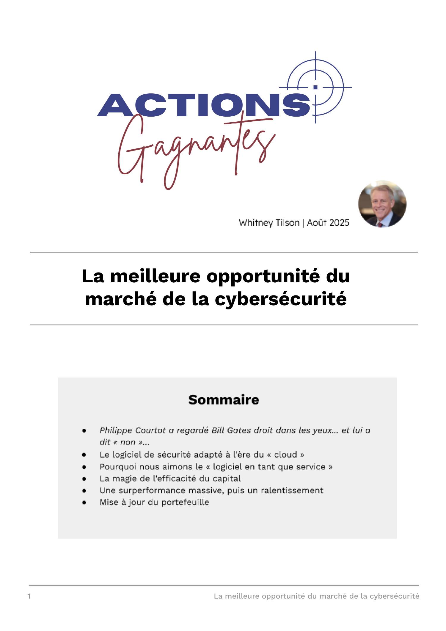La meilleure opportunité du marché de la cybersécurité