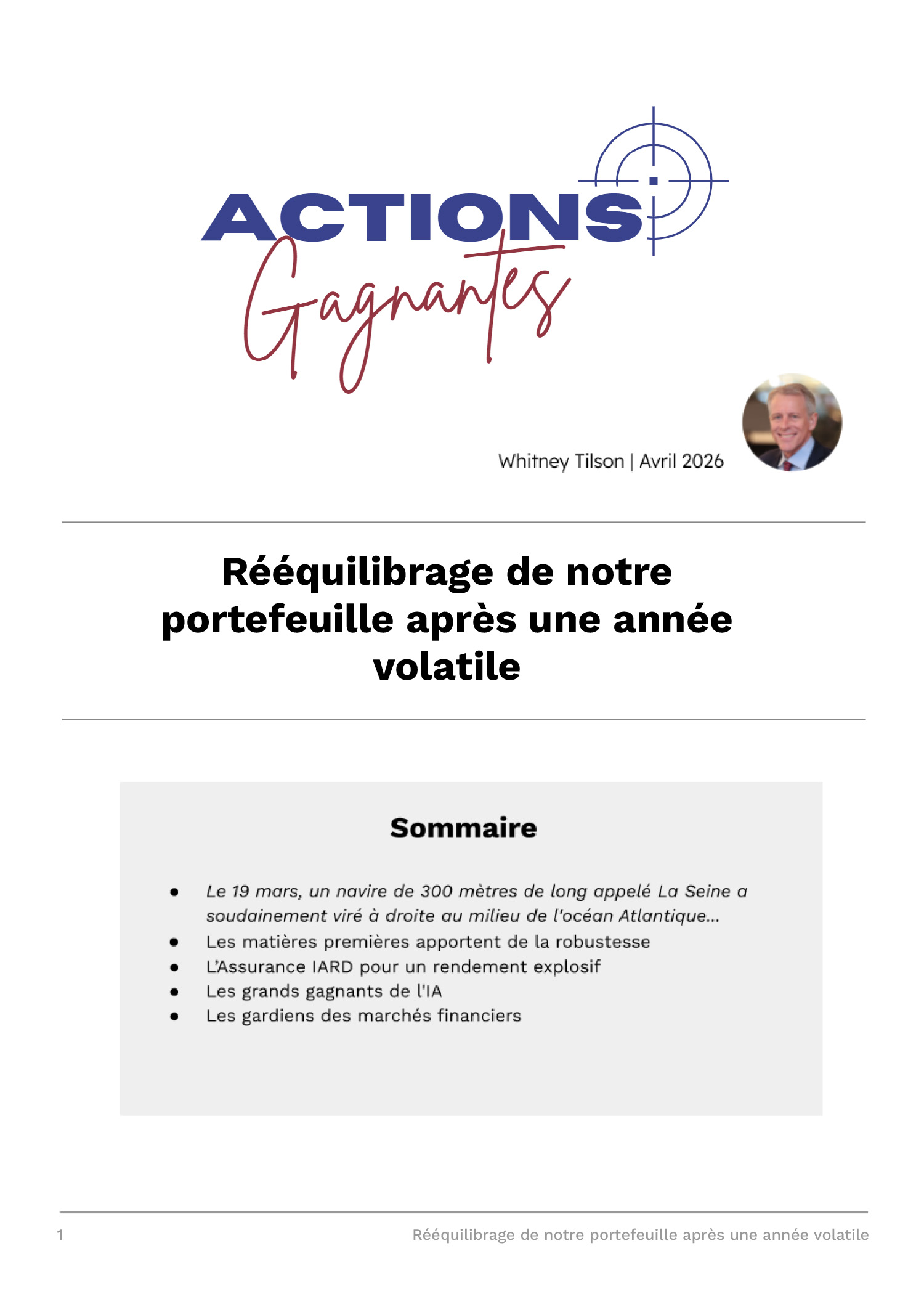 Rééquilibrage de notre portefeuille après une année volatile